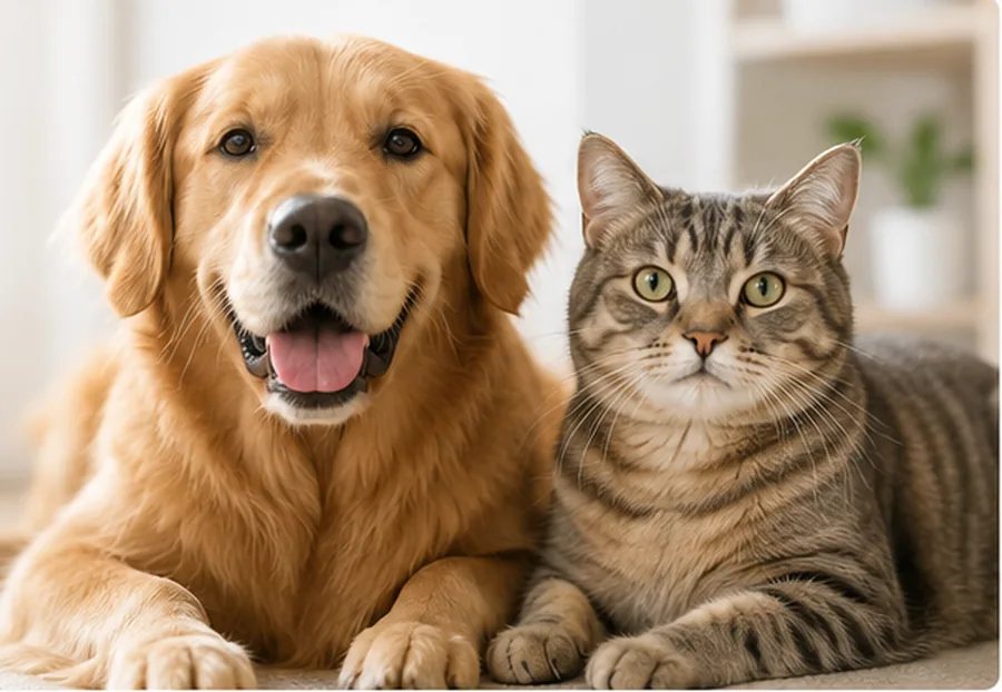 Dog and cat relaxing together